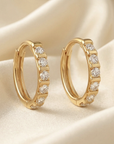 14K Yellow Gold Single Row Lab Diamond Huggie Earrings, 0.14ctw