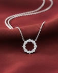 Sterling Silver Classic Halo CZ Pendant Necklace