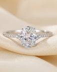 14K White Gold Oval-Shaped Solitaire 1.5 Carat Engagement Ring With Side Stones