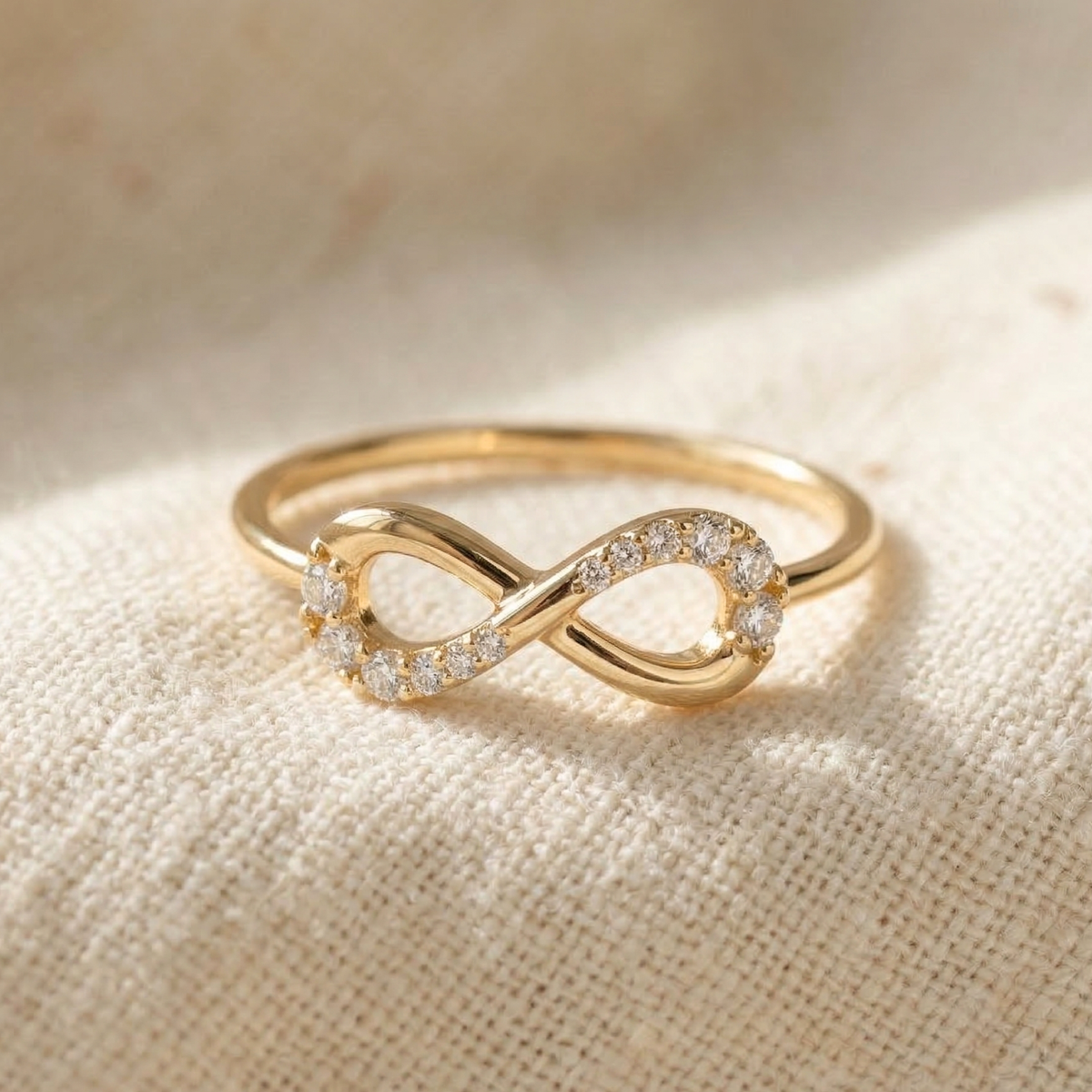 Diamond Infintyr Rings 14K Yellow Gold Lab Diamond Infinity Ring, 0.14ctw – Tilo Jewelry®