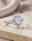 Sterling Silver Heart Shape Halo Engagement Ring