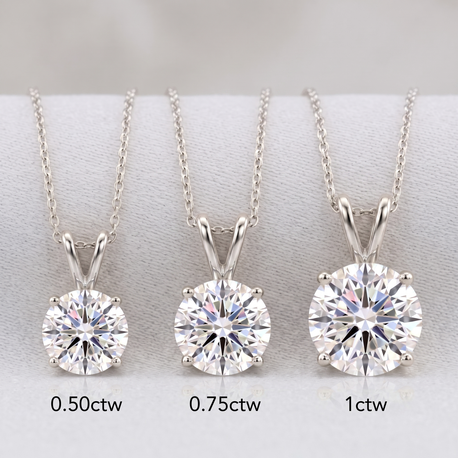14K White Gold Lab Diamond Solitaire Pendant Necklace