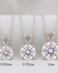 14K White Gold Lab Diamond Solitaire Pendant Necklace