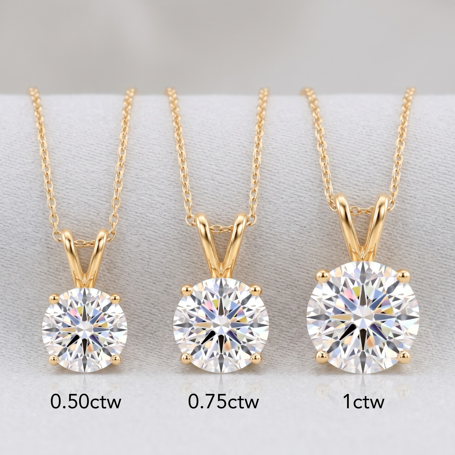 14K Yellow Gold Lab Diamond Solitaire Pendant Necklace