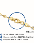 Sterling Silver Gold Plated Mariner Link Bracelet