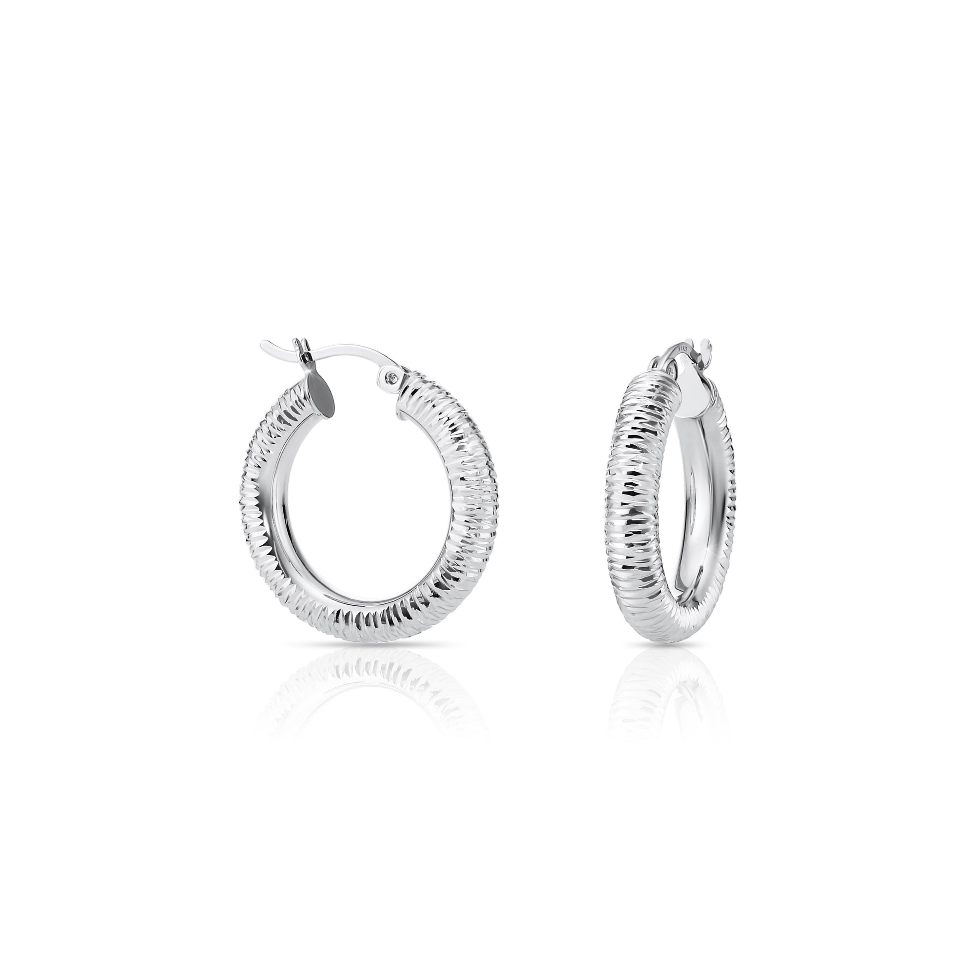Diamond-Cut Sterling Silver Hoops Earrings, 22mm