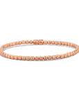 14K Rose Gold Plated Diamond-Cut "Tiger" Bead Stretch Bracelet, Solid Sterling Silver