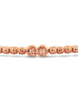 14K Rose Gold Plated Diamond-Cut "Tiger" Bead Stretch Bracelet, Solid Sterling Silver