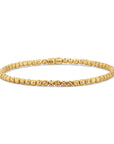 14K Gold Plated Diamond-Cut "Tiger" Bead Stretch Bracelet, Solid Sterling Silver