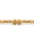 14K Gold Plated Diamond-Cut "Tiger" Bead Stretch Bracelet, Solid Sterling Silver