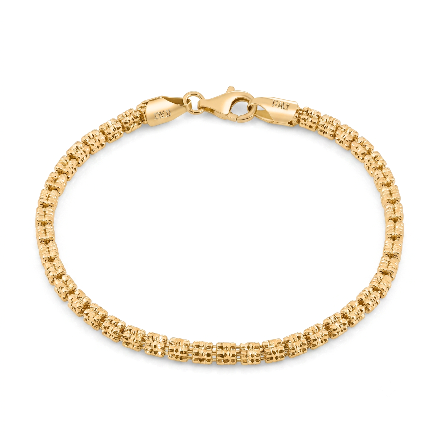 14K Gold Plated Italian Ice Chain Bracelet, Solid Sterling Silver, 5mm Thick