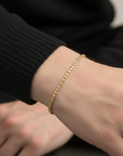 14K Gold Plated Italian Box Chain Bracelet, Solid Sterling Silver, With Lobster Lock