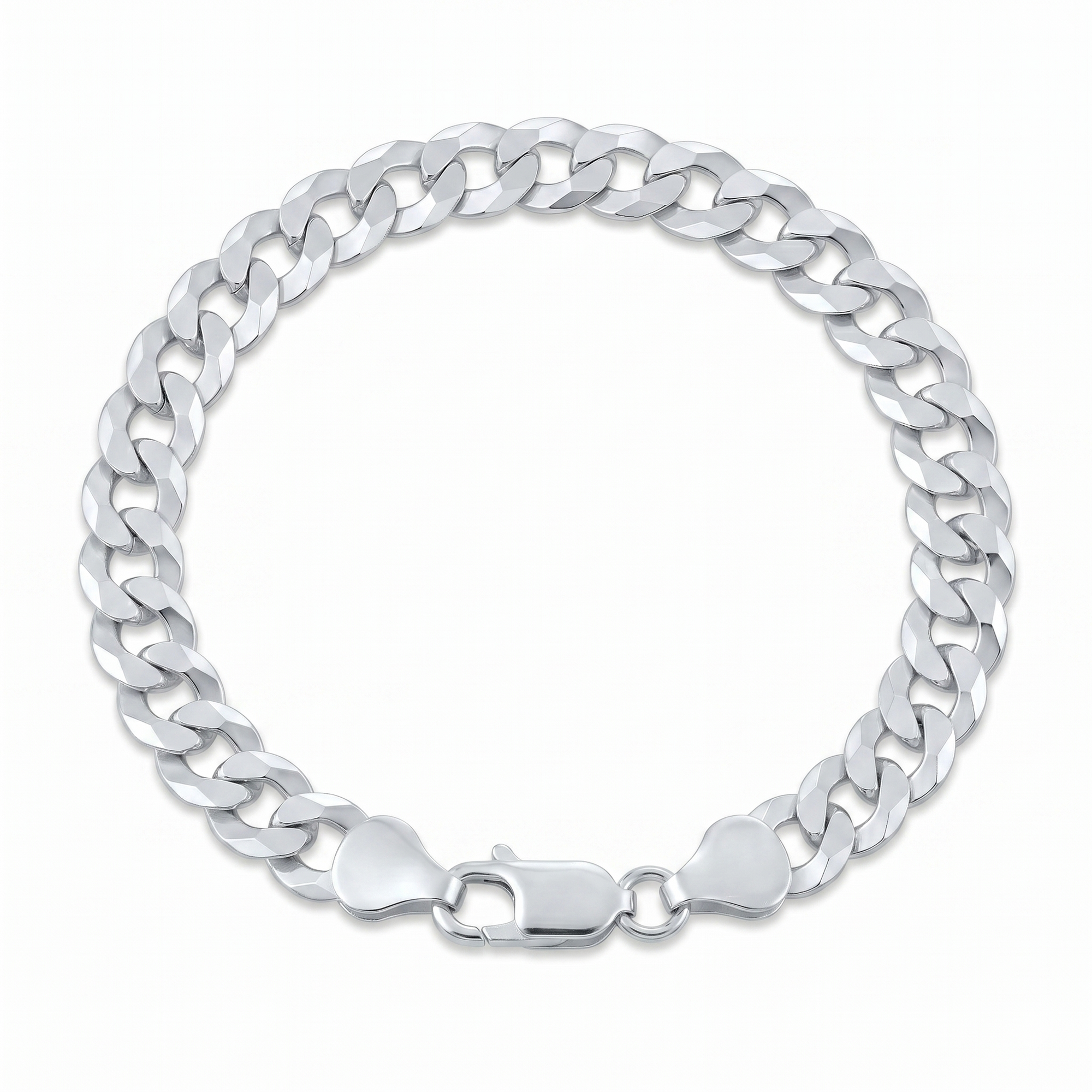 Sterling Silver Italian Curb Link Bracelet, Lobster Lock