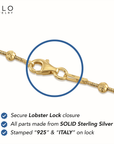 Sterling Silver Gold Plated Diamond-Cut Moon Bracelet
