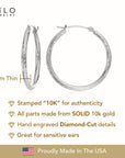 10K White Gold Diamond-Cut Hoop Earrings, All Sizes