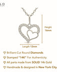 14K White Gold Lab Diamond Open Heart Pendant Necklace, 0.17ctw