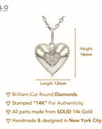 14K White Gold Lab Diamond Heart Pendant Necklace, 0.15ctw
