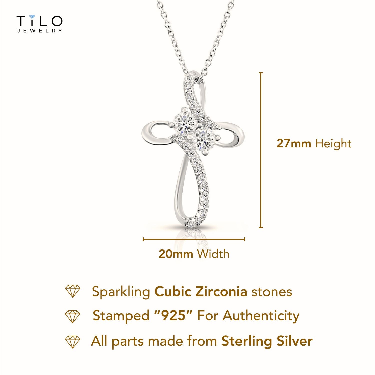 Sterling Silver Infinity Cross Necklace