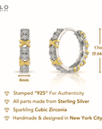 Sterling Silver Two-Tone CZ Huggie Earrings