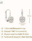 14K White Gold Lab Diamond Cushion-Cut Drop Earrings, 1.50ctw