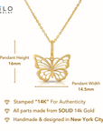 14K Yellow Gold Butterfly Pendant Necklace