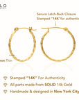 14k Yellow Gold Thin Twisted Hoop Earrings, 1mm