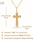 14K Yellow Gold Classic Cross Pendant Necklace