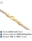 Sterling Silver Two-Tone Diamond-Cut Ice Chain Necklace, Pyramid Design