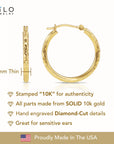 10K Yellow Gold Tornado Diamond-Cut Hoop Earrings