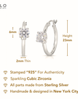 Sterling Silver Round Cubic Zirconia Hoop Earrings