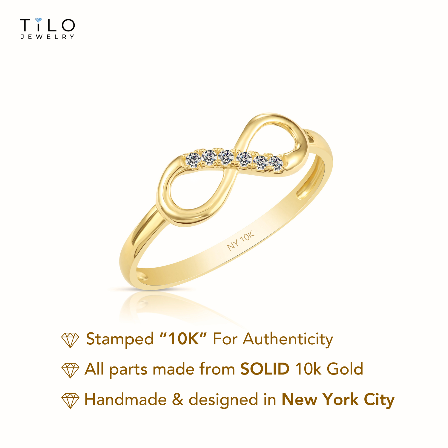 10K Yellow Gold Dainty Infinity Ring
