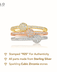 Sterling Silver Stackable Ball CZ Rings, Set Of 3