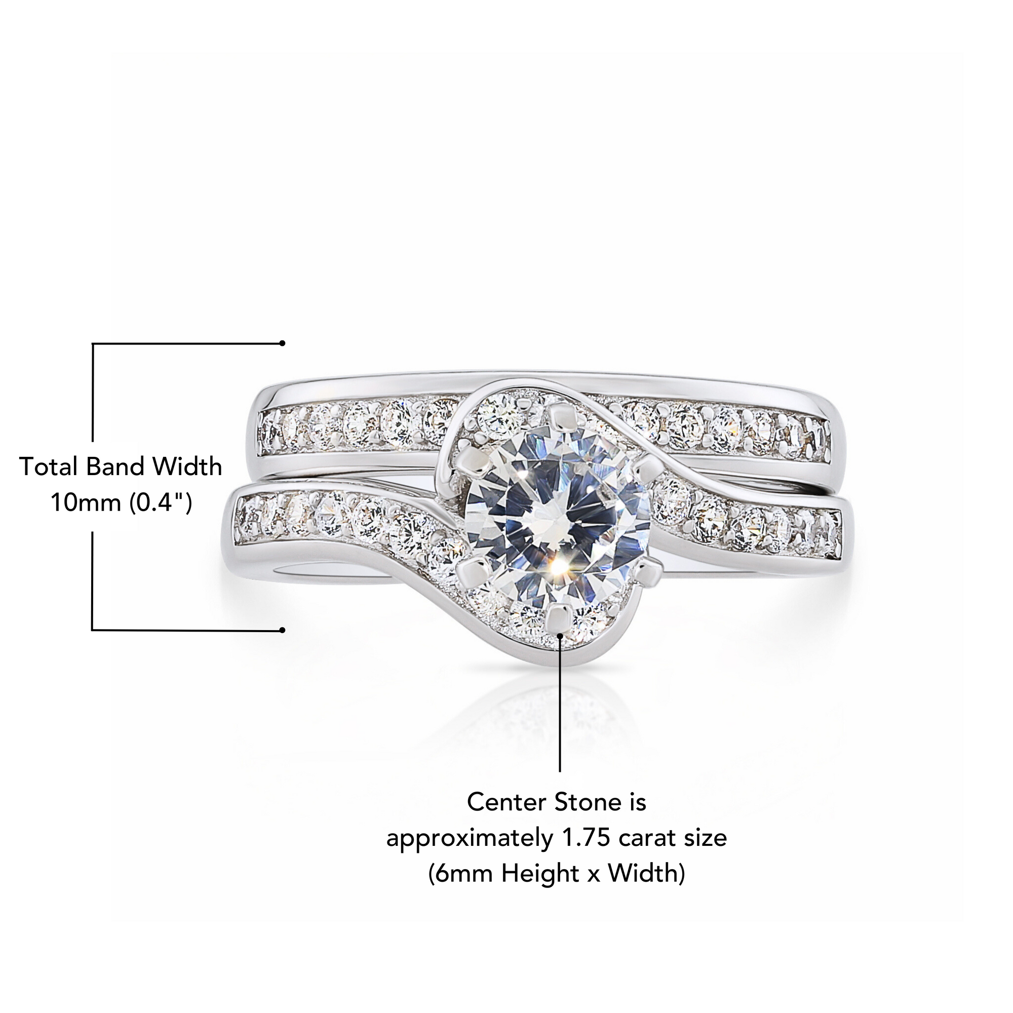CZ Engagement Ring Set, Two Tier in Sterling Silver
