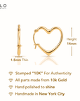 10K Yellow Gold Heart Hoop Earrings