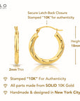 10K Yellow Gold Spiral Twist Hoop Earrings