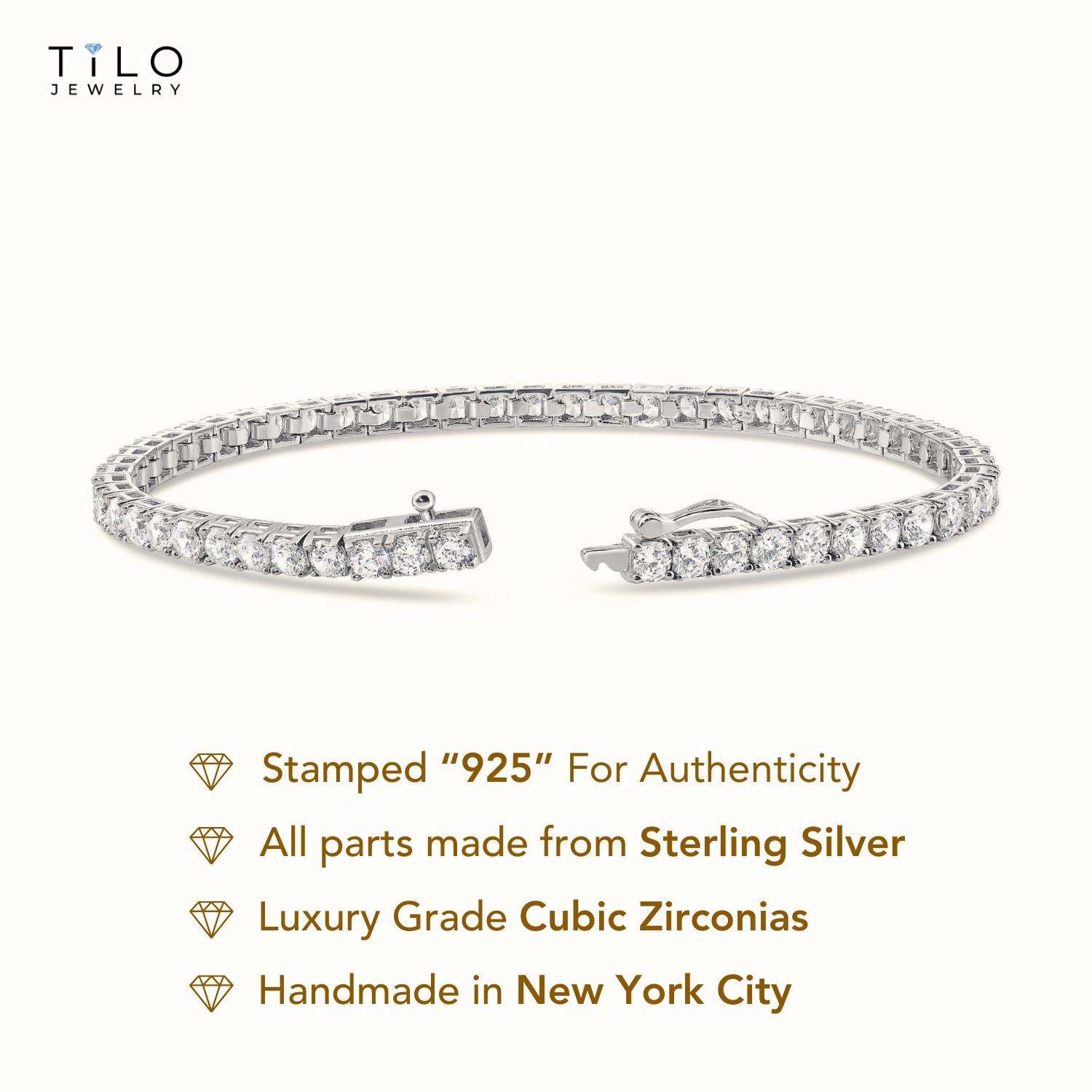 Sterling Silver Simulated Diamond Tennis Bracelet