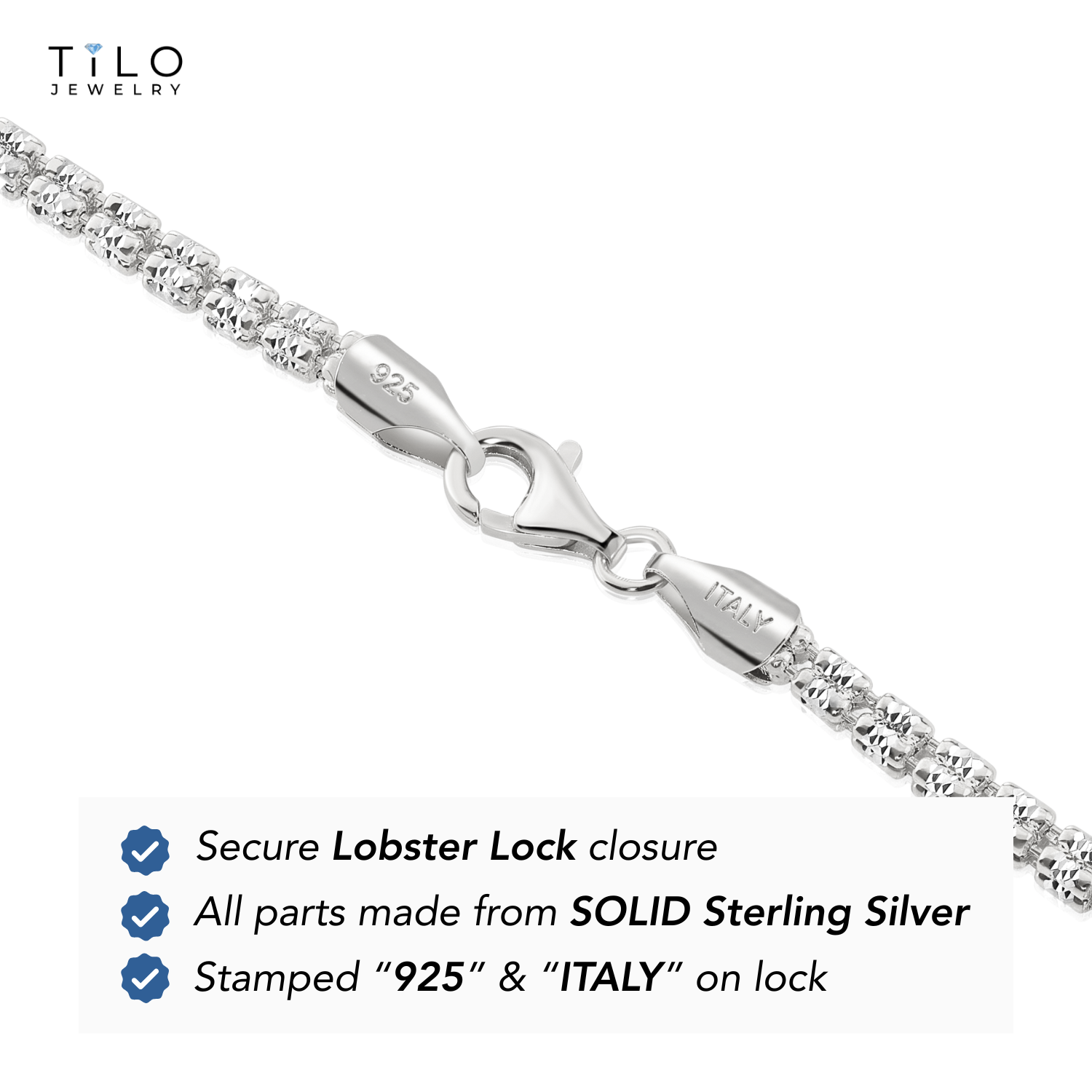 Sterling Silver Diamond-Cut Ice Chain Bracelet