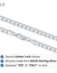 Sterling Silver Italian Curb Link Bracelet, Lobster Lock