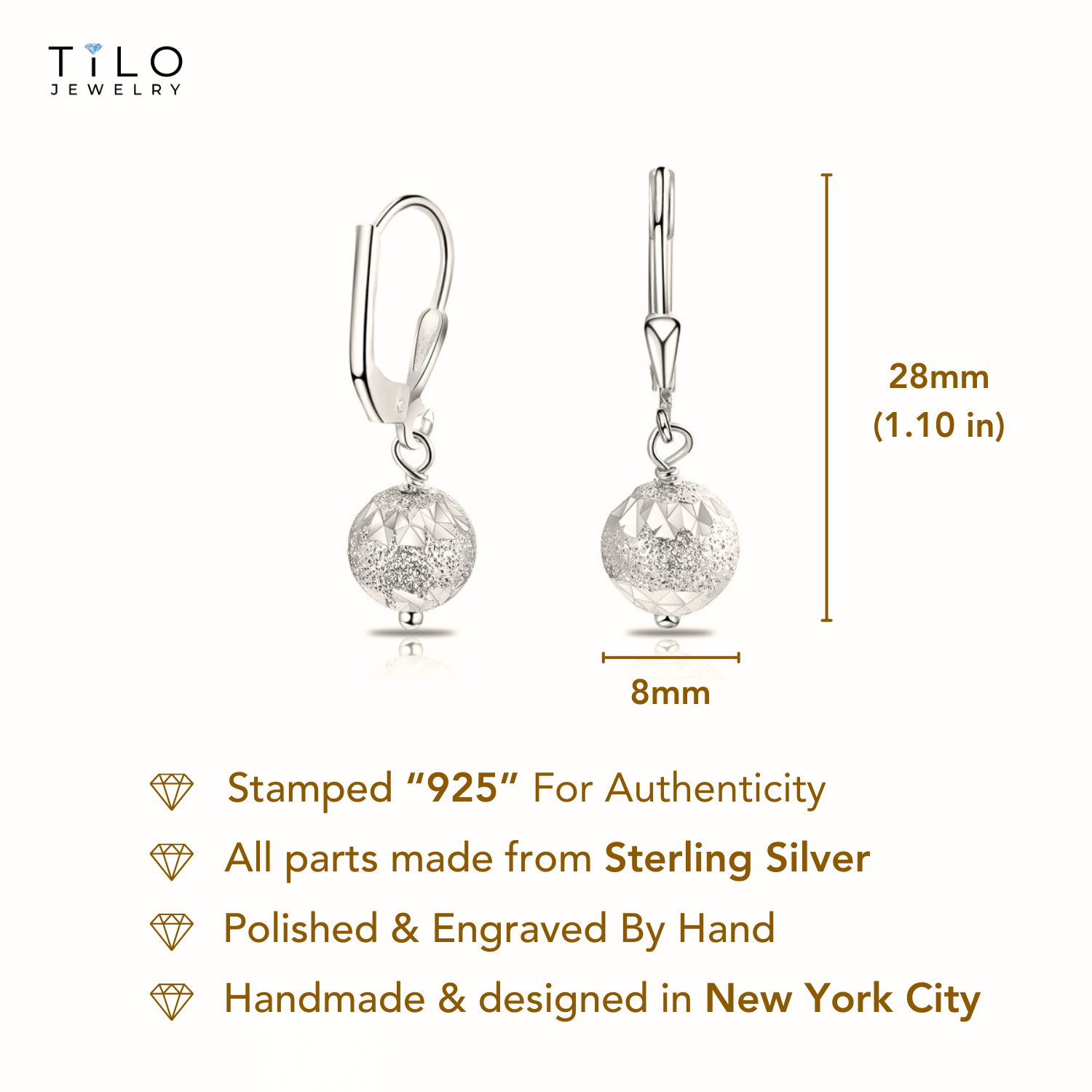 Sterling Silver Classic Ball Drop Dangle Earrings