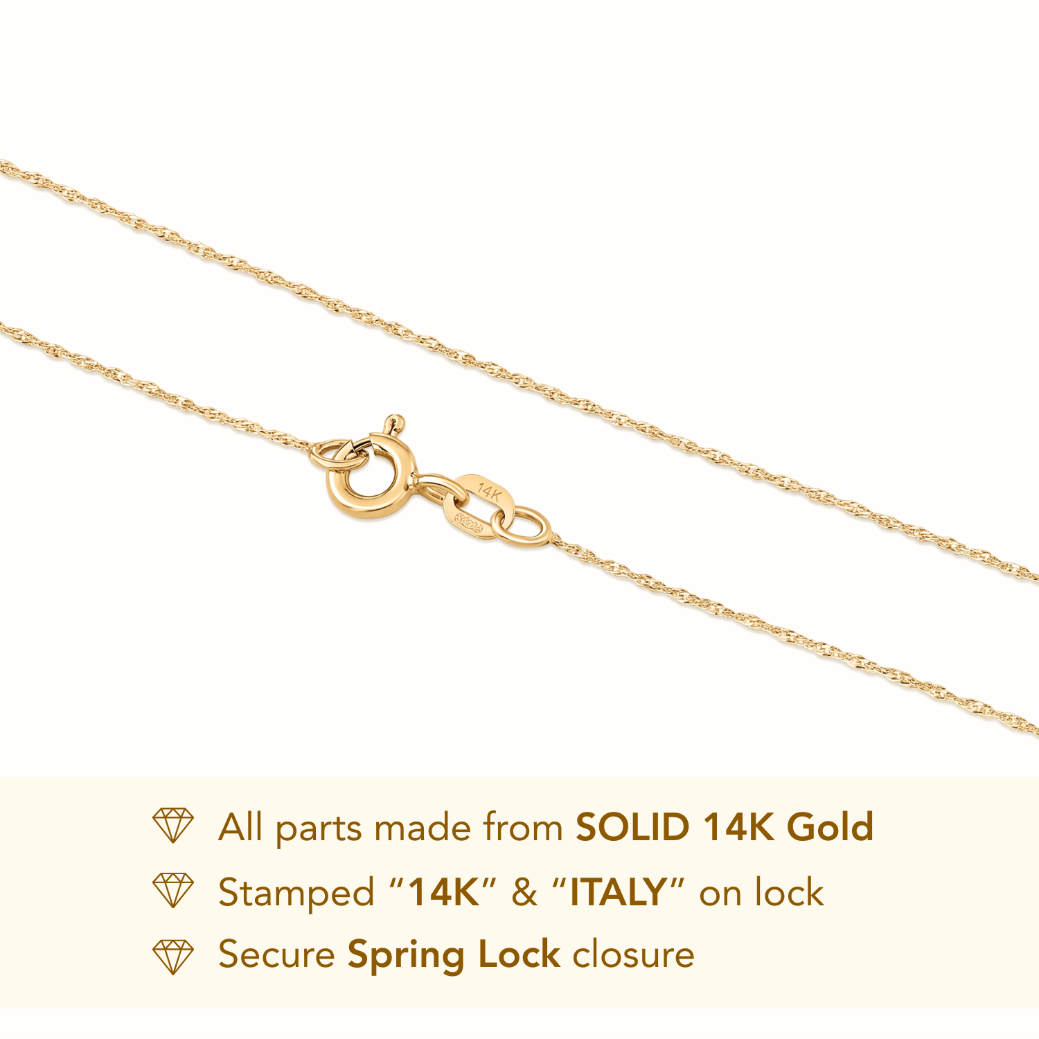 14K Yellow Gold Diamond-Cut Singapore Chain Necklace