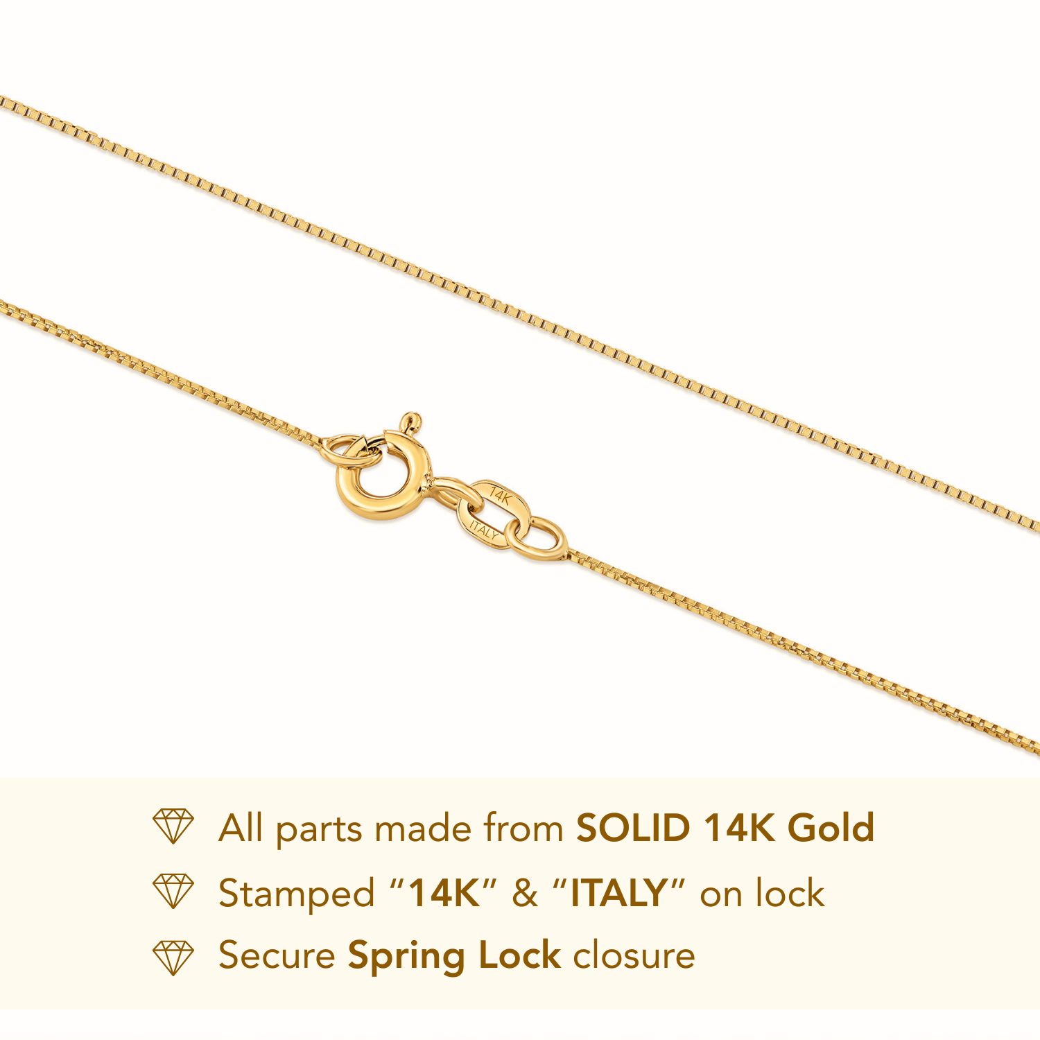 14K Yellow Gold Box Chain Necklace