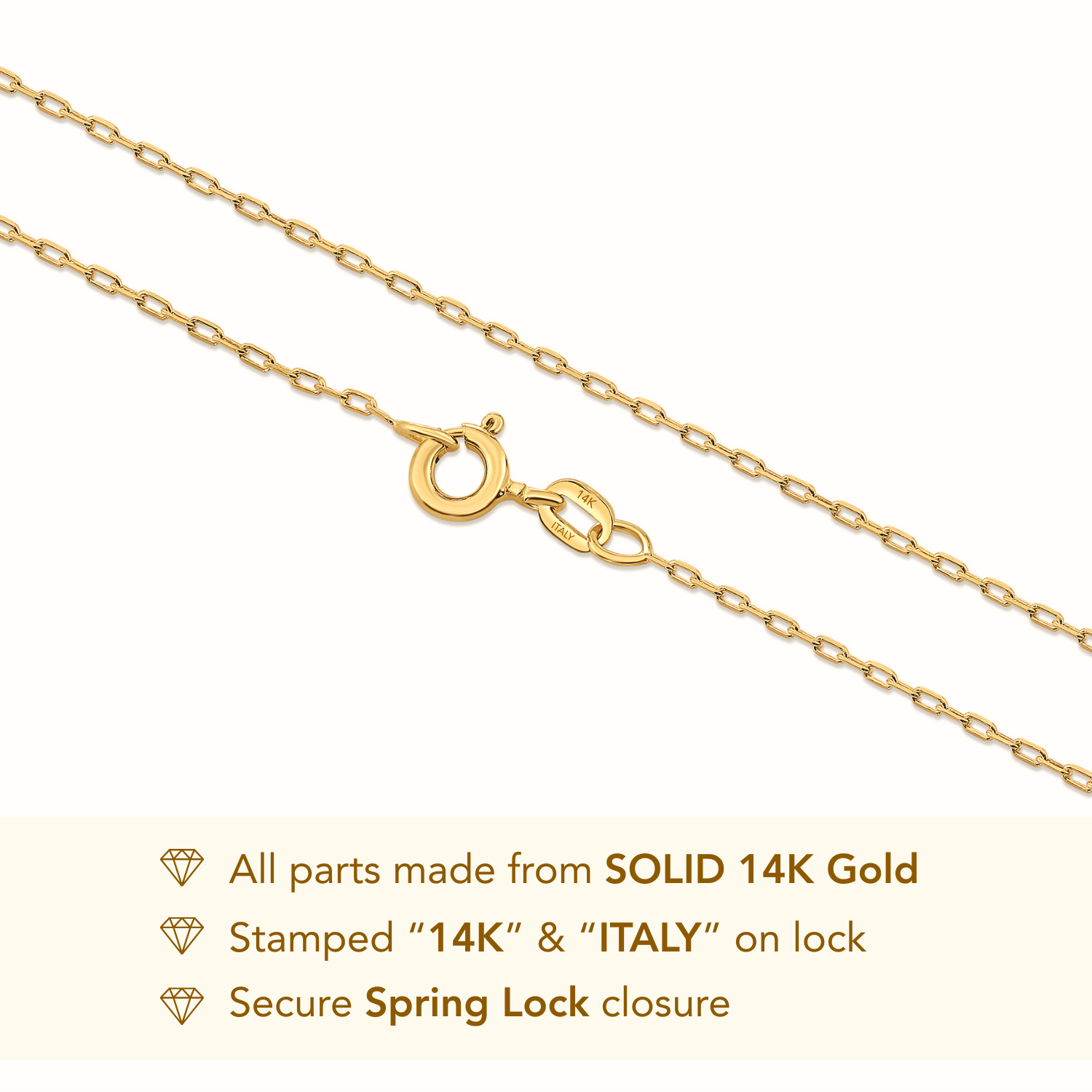 14K Yellow Gold Oval Twist Link Chain Necklace, 1mm