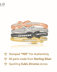 Sterling Silver Stackable Infinity Band Rings, Set Of 4