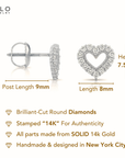 14K White Gold Heart Lab Diamond Studs, 0.25ctw, Screwback