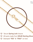 18K Gold Plated Sterling Silver Rope Chain Bracelet