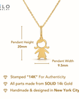 14K Yellow Gold Little Girl Pendant Necklace