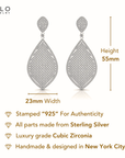 Sterling Silver Oval Teardrop Dangle Earrings, With Pushbacks