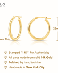 14K Gold Round Classic Hoop Earrings, 1 Inch
