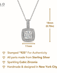 Sterling Silver Round Halo CZ Pendant Necklace
