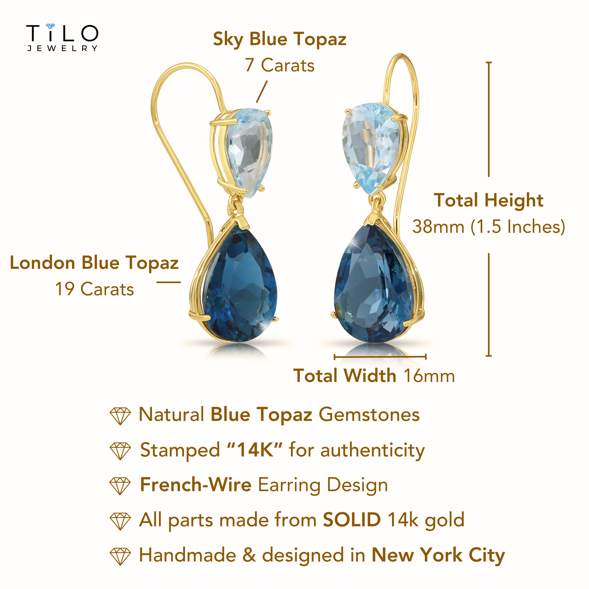 Sterling Silver Blue Topaz Pear Om Symbol Dangle Earring Sterling Silver Blue Topaz Pear Om Symbol Dangle Earring